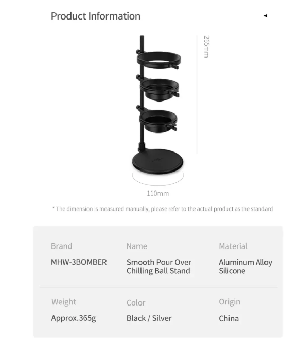 MHW-3BOMBER Pour Over Chilling Ball Stand